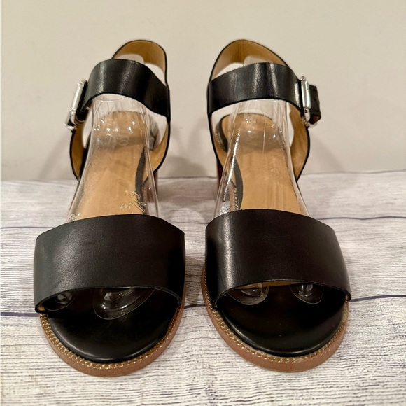 Franco Sarto Black Leather Block Heel Sandals Size 11 - Picture 3 of 14